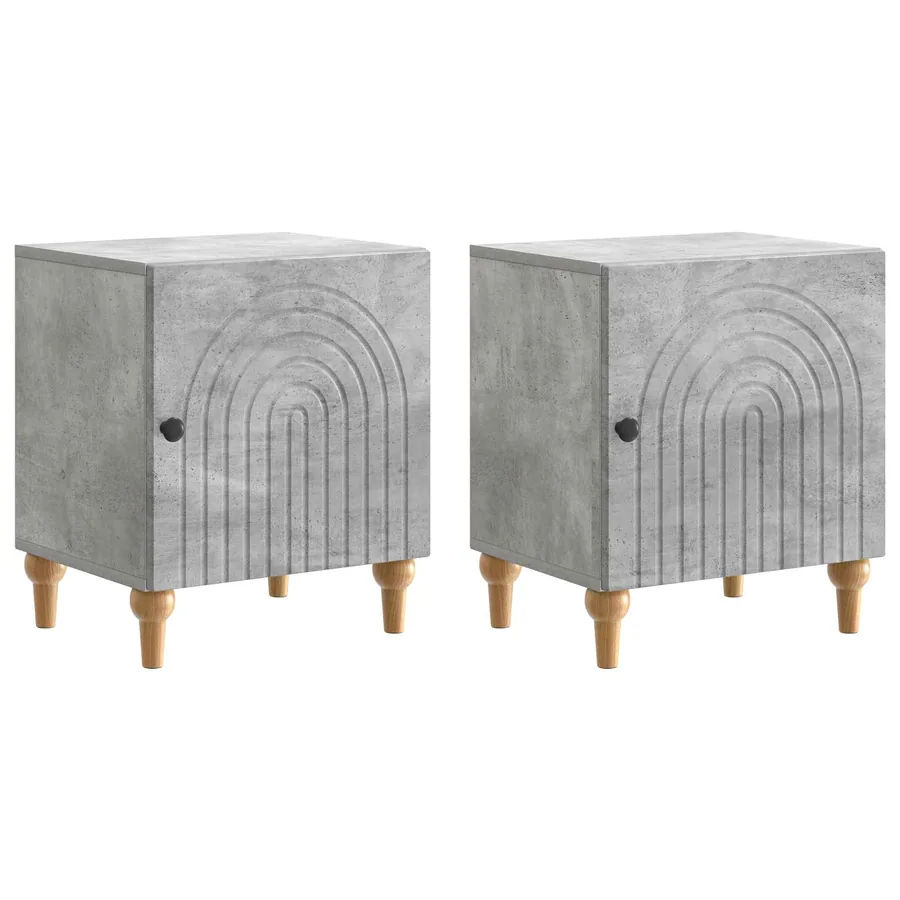 Cabinet de chevet 2 pcs Gris béton 43 x 34,5 x 50 cm - 2