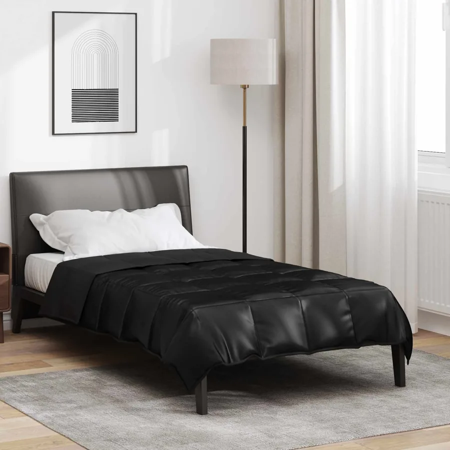 Duvet d'été simple Noir 140 x 200 cm Satin et Microfibre