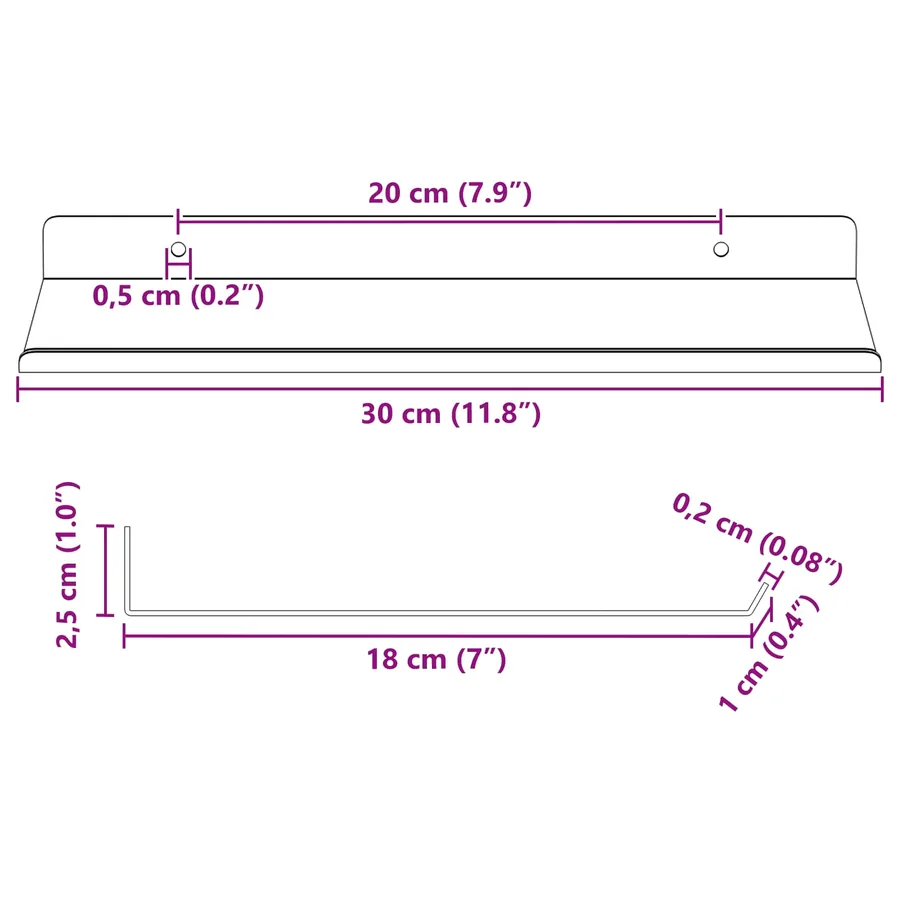 Étagère flottante 4 pcs Jaune moutarde 30 x 18 x 2,5 cm Acier - 12