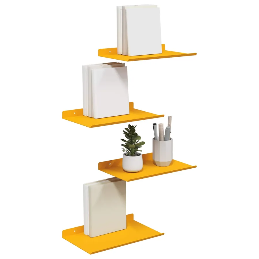 Étagère flottante 4 pcs Jaune moutarde 30 x 18 x 2,5 cm Acier - 3