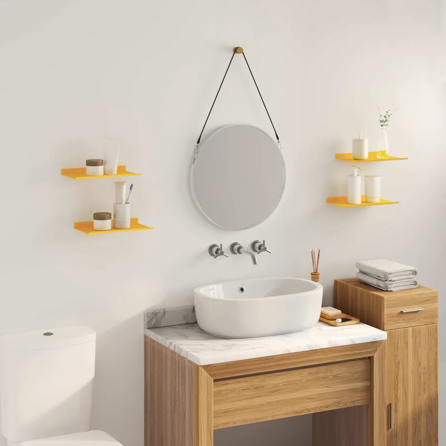 Étagère flottante 4 pcs Jaune moutarde 30 x 18 x 2,5 cm Acier - 4