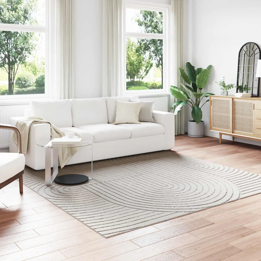 Tapis de surface Carré PALMERAS Crème 240 x 240 cm Polyester