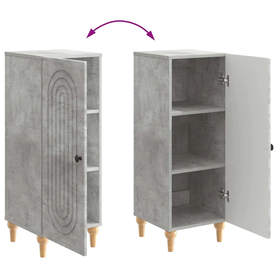 Buffet Gris béton 33 x 34,5 x 90 cm Bois d'ingénierie - 11