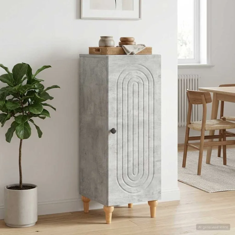 Buffet Gris béton 33 x 34,5 x 90 cm Bois d'ingénierie - 4
