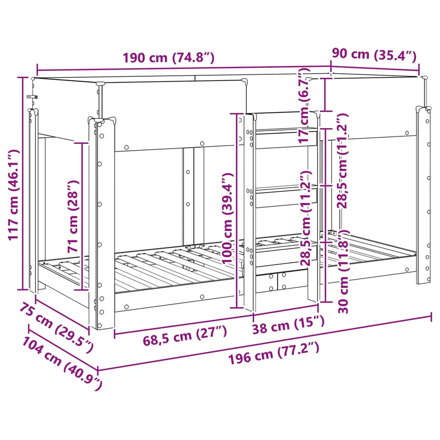 Lit Superposé pour Enfants Gris Sonoma 90 x 190 cm - 10