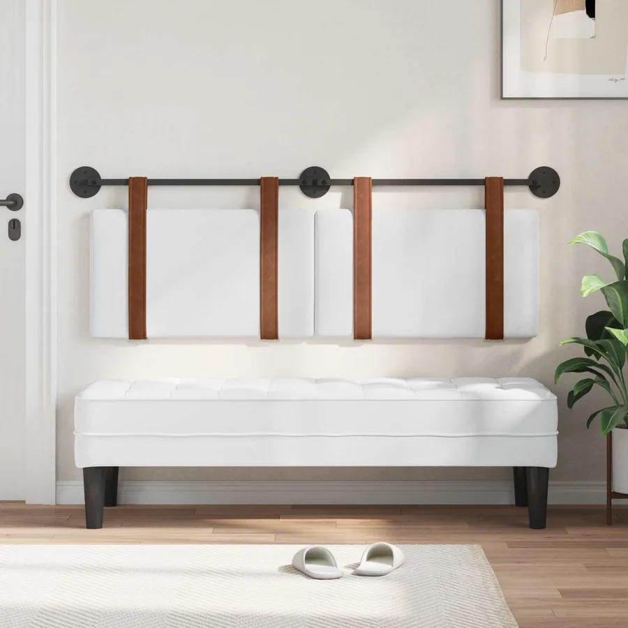 Tête de lit suspendue Uni Blanc 150 x 55 x 5 cm PU antique - 3