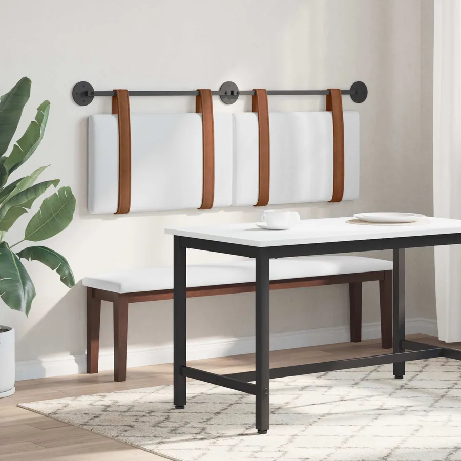 Tête de lit suspendue Uni Blanc 150 x 55 x 5 cm PU antique - 4
