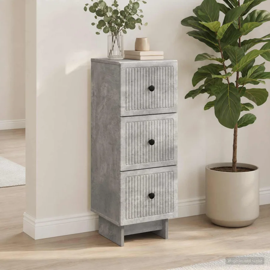 Armoire à tiroirs Gris béton 33 x 34,5 x 90 cm