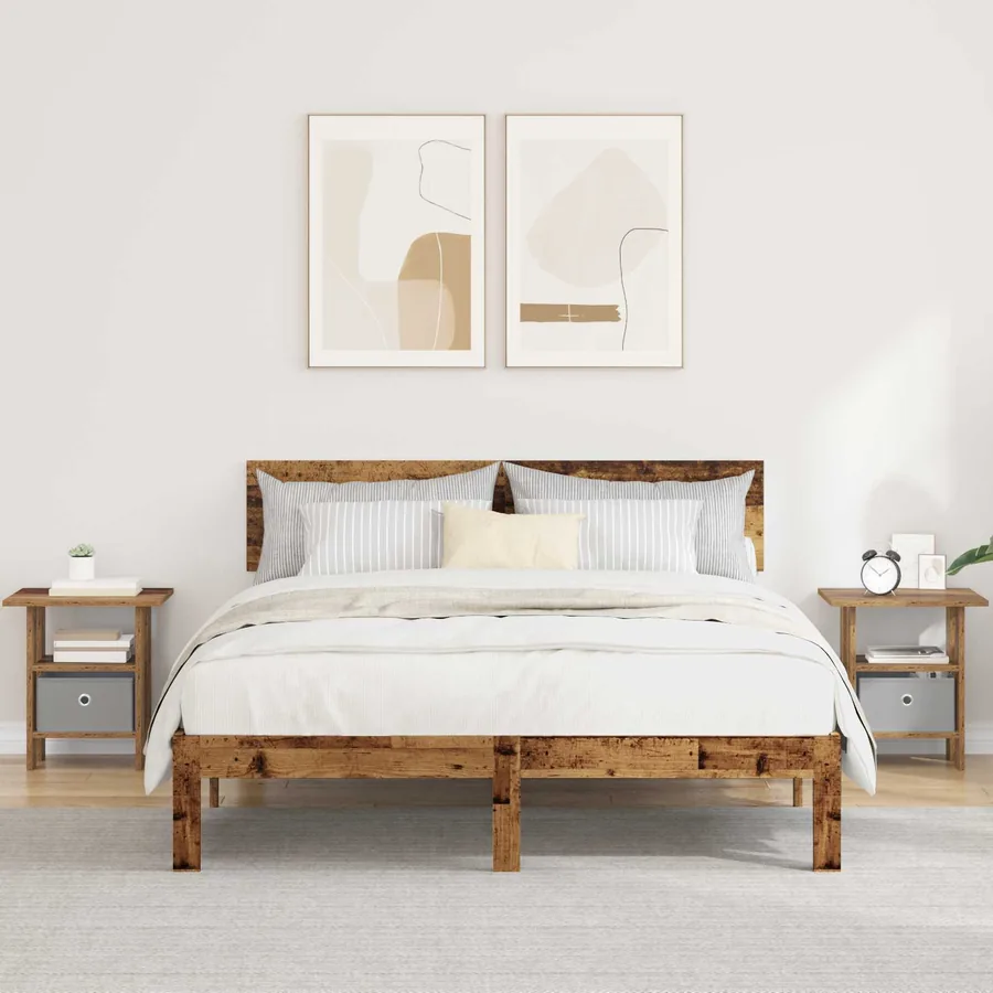 Table de chevet avec tiroir 2 pcs Bois ancien 41 x 40 x 45 cm