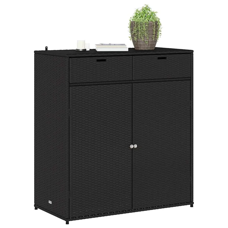 Armoire de rangement de jardin noir 105x55x113cm résine tressée - 4