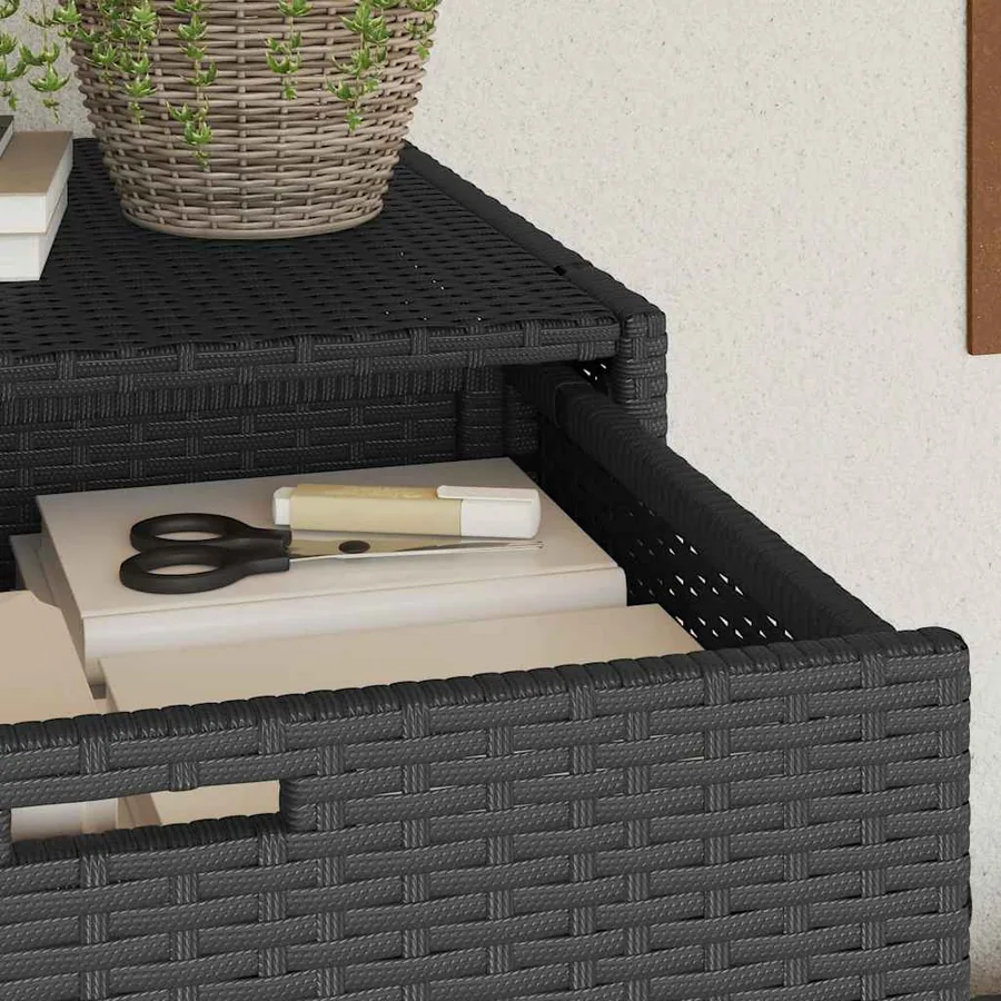 Armoire de rangement de jardin noir 105x55x113cm résine tressée - 5