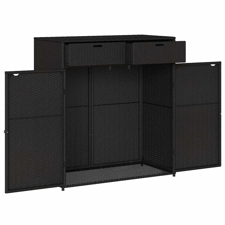 Armoire de rangement de jardin noir 105x55x113cm résine tressée - 7
