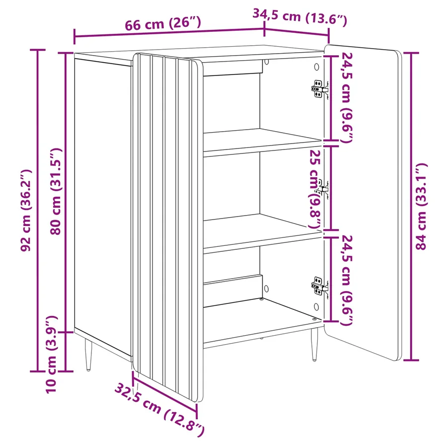 Buffet Chêne artisanal 66 x 34,5 x 92 cm Bois d'ingénierie - 12