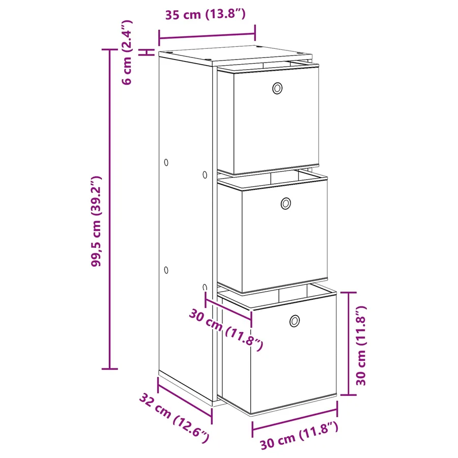 Buffet avec tiroir Gris Sonoma 35 x 32 x 99,5 cm - 11