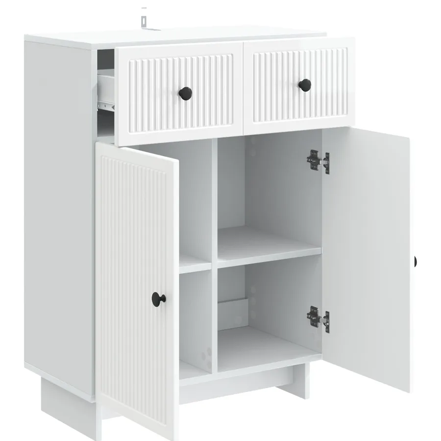 Buffet Blanc brillant 66 x 34,5 x 90 cm Bois d'ingénierie - 5