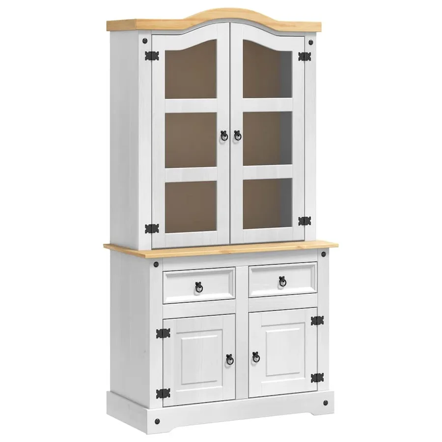 Buffet avec tiroir Corona Blanc 100 x 48,5 x 179 cm Pin massif - 2