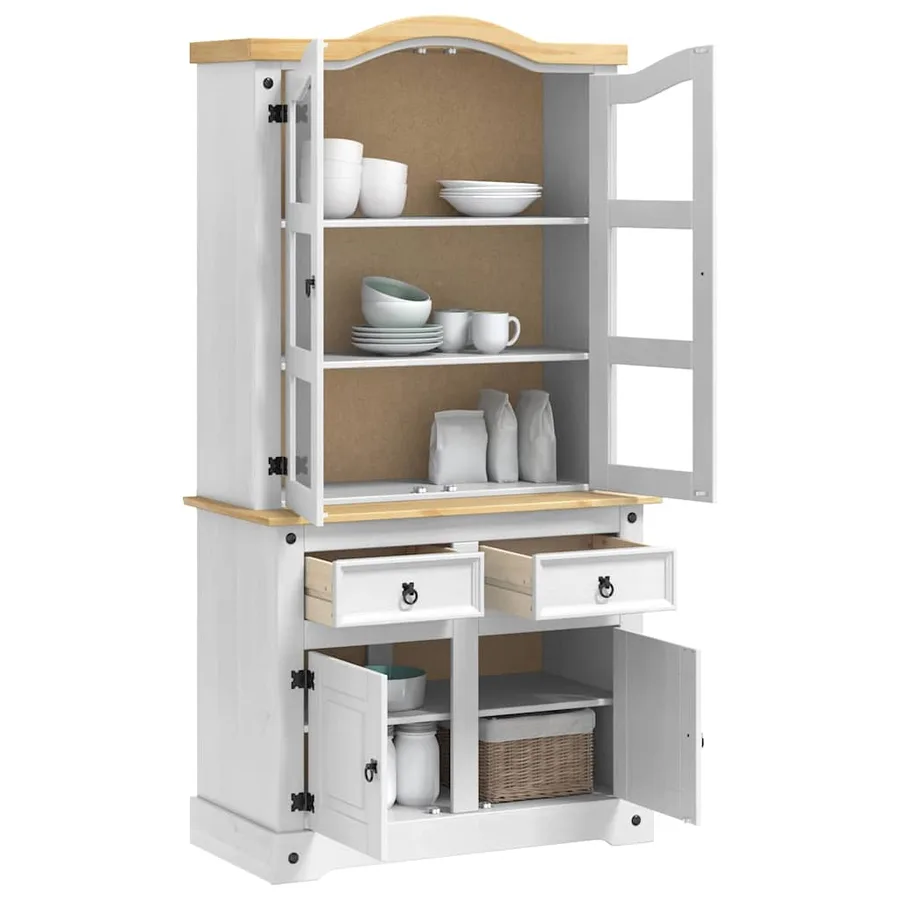 Buffet avec tiroir Corona Blanc 100 x 48,5 x 179 cm Pin massif - 3