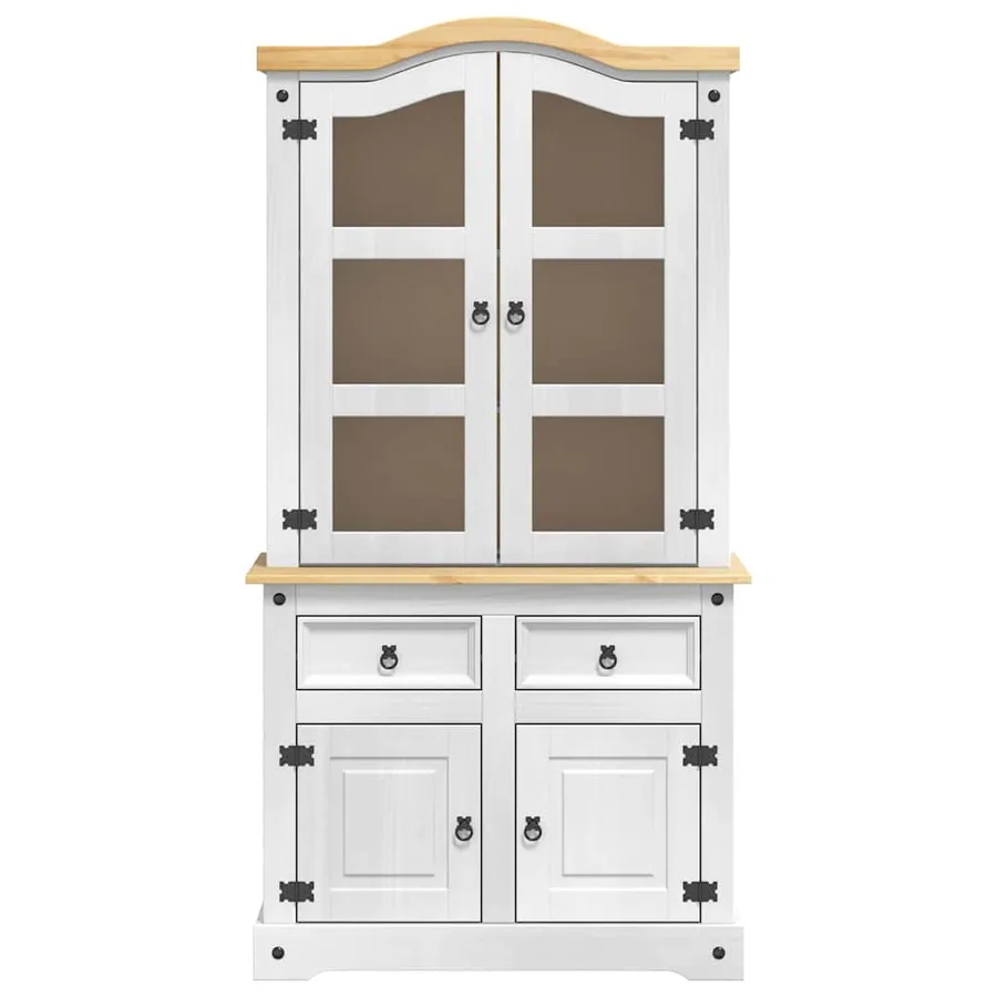 Buffet avec tiroir Corona Blanc 100 x 48,5 x 179 cm Pin massif - 4