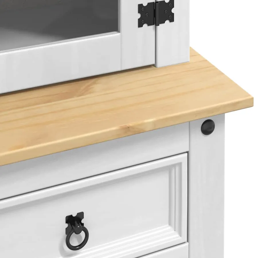 Buffet avec tiroir Corona Blanc 100 x 48,5 x 179 cm Pin massif - 7