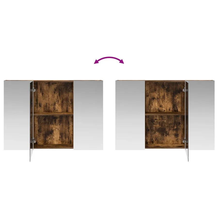 Armoire Miroir de Salle de Bain Chêne fumé 100 x 14,5 x 70 cm - 10