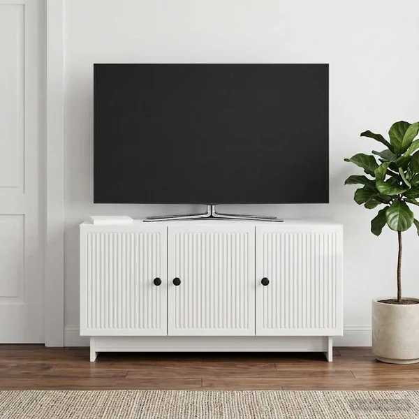 Meuble TV Blanc brillant 99 x 34,5 x 50 cm Bois d'ingénierie