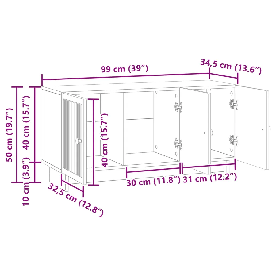 Meuble TV Blanc brillant 99 x 34,5 x 50 cm Bois d'ingénierie - 12
