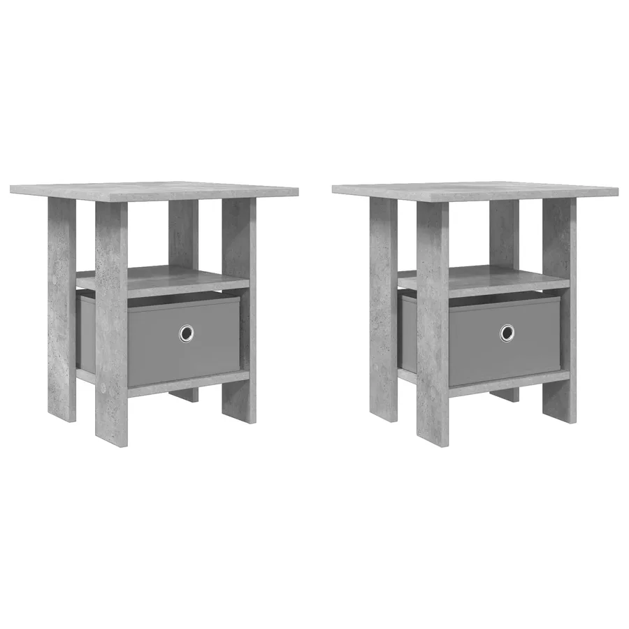 Table de chevet avec tiroir 2 pcs Gris béton 41 x 40 x 45 cm - 2