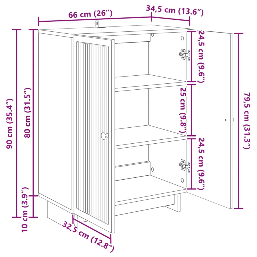 Buffet Gris béton 66 x 34,5 x 90 cm Bois d'ingénierie - 11