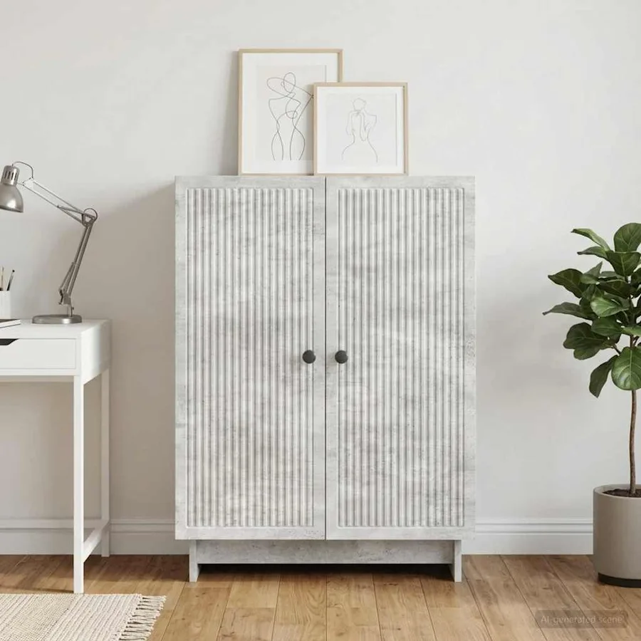 Buffet Gris béton 66 x 34,5 x 90 cm Bois d'ingénierie - 4