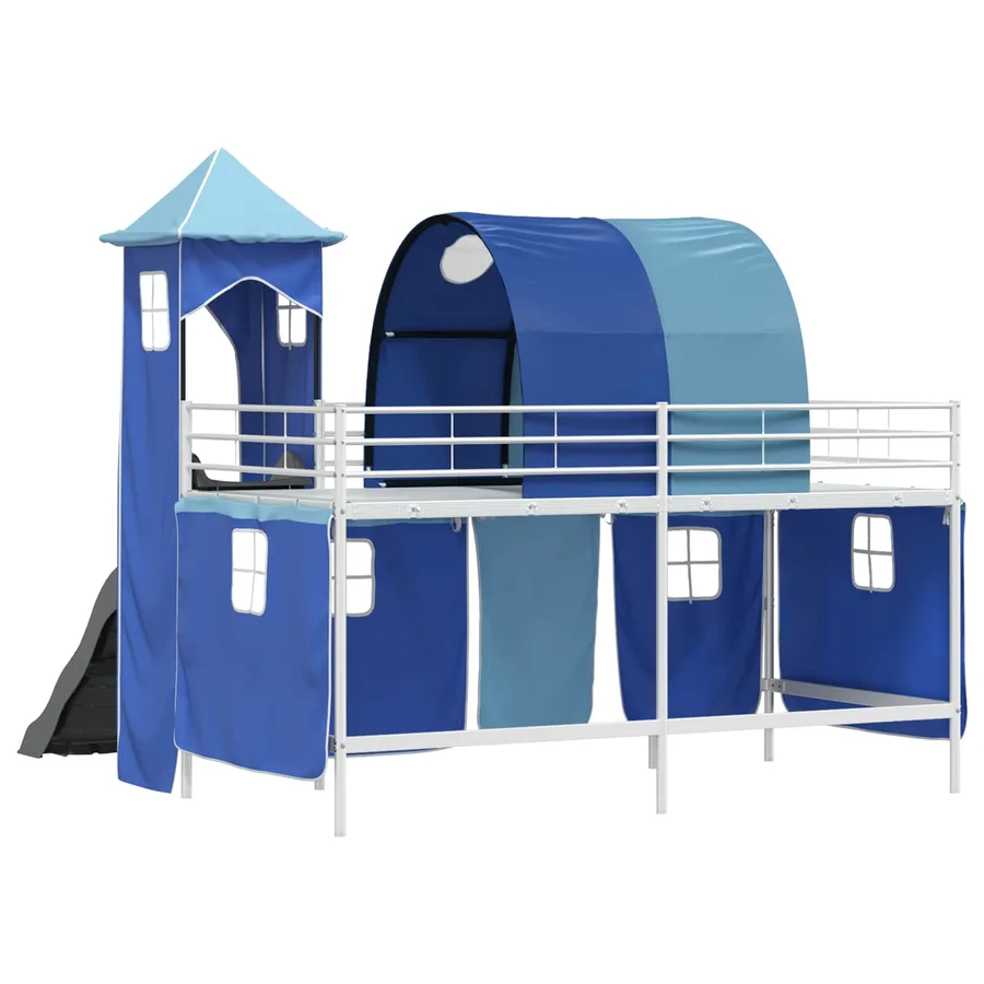 Lit mezzanine pour enfants Uni Blanc et bleu 80 x 200 cm métal - 10