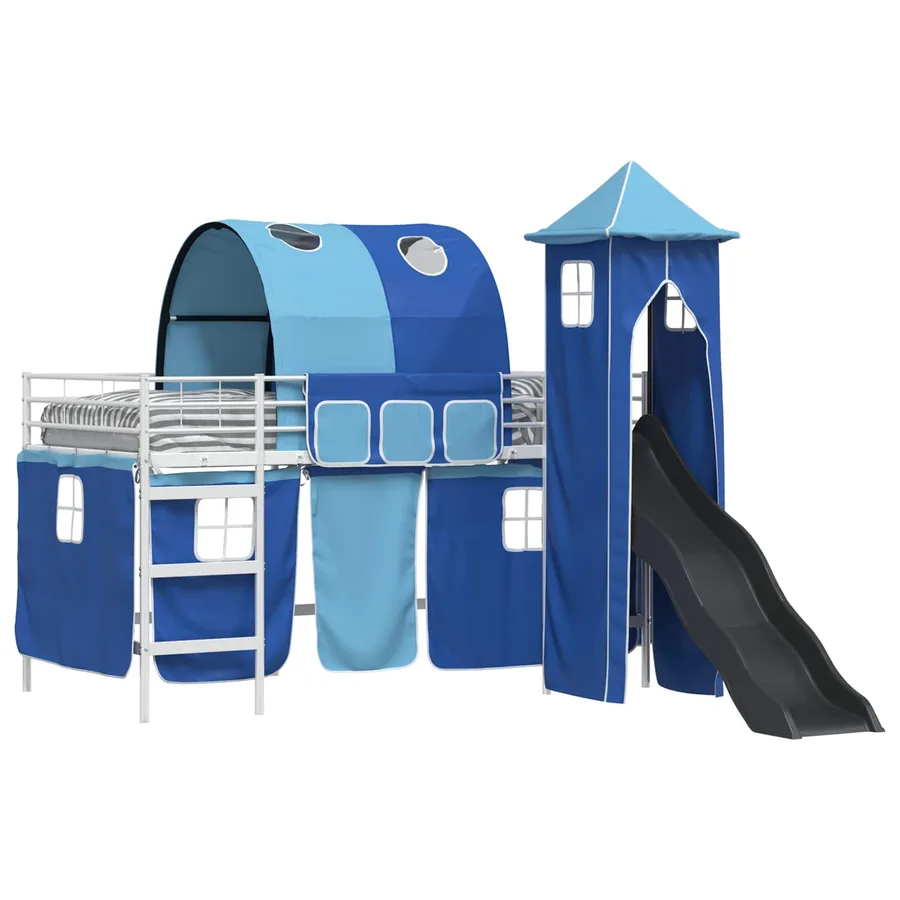 Lit mezzanine pour enfants Uni Blanc et bleu 80 x 200 cm métal - 2