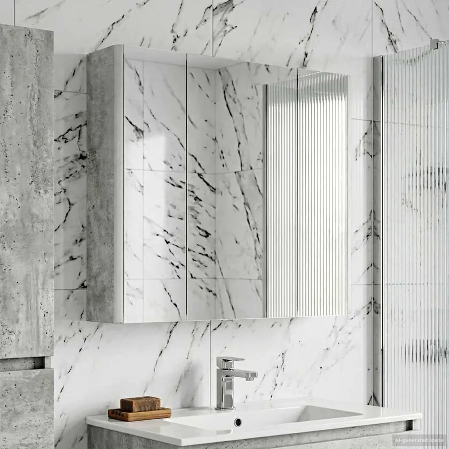 Armoire Miroir de Salle de Bain Gris béton