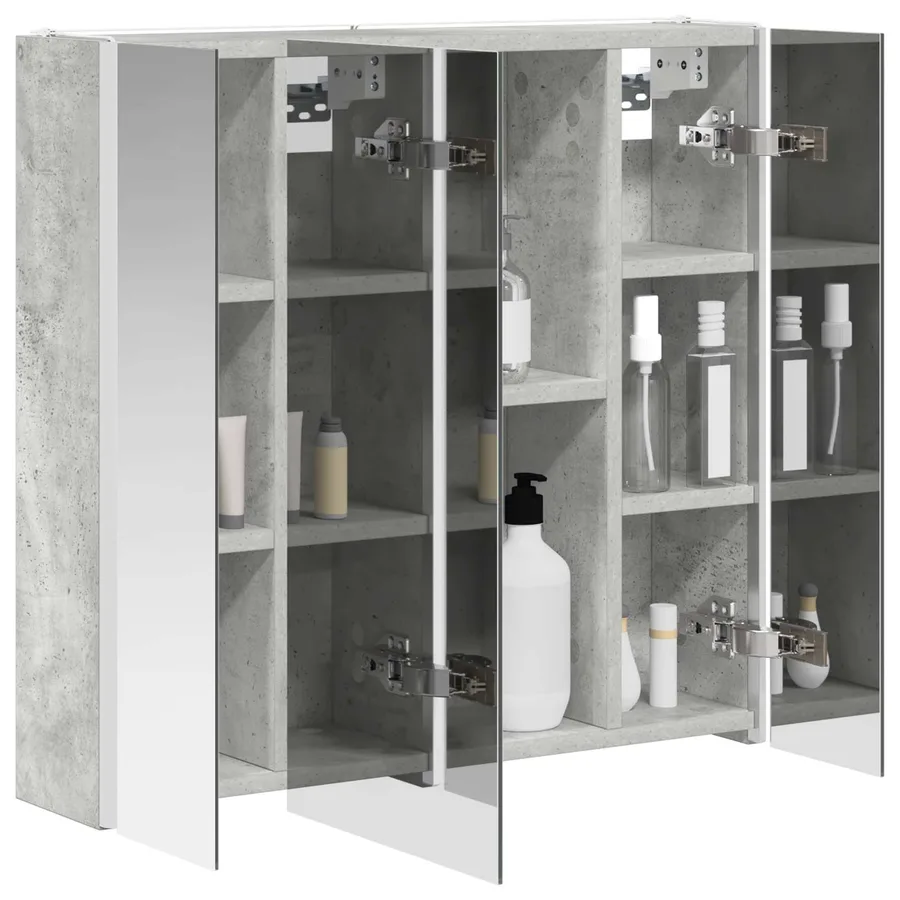 Armoire Miroir de Salle de Bain Gris béton - 3