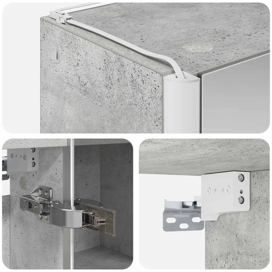 Armoire Miroir de Salle de Bain Gris béton - 8
