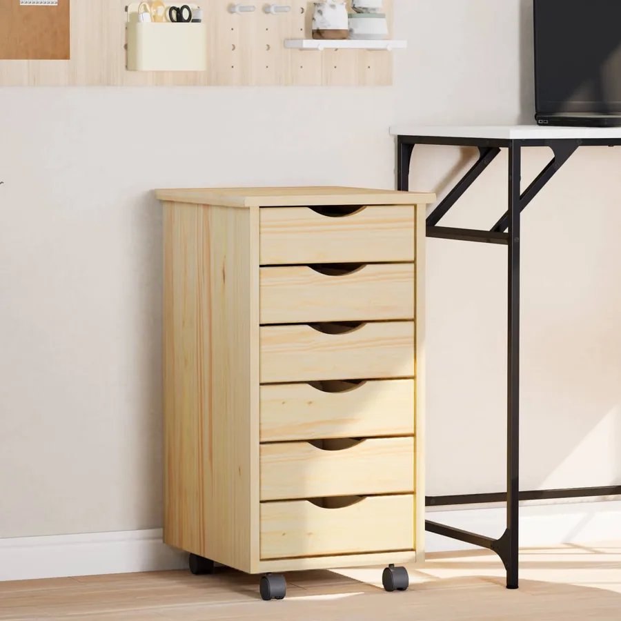 Cabinet Roulant avec Tiroirs avec roue MOSS Vernis transparent