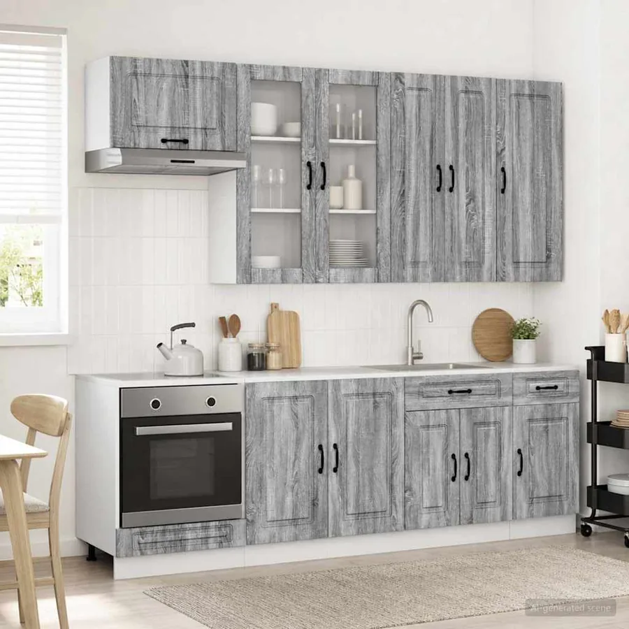 Unité de cuisine KALMAR 8 pcs Sonoma gris Bois d'ingénierie