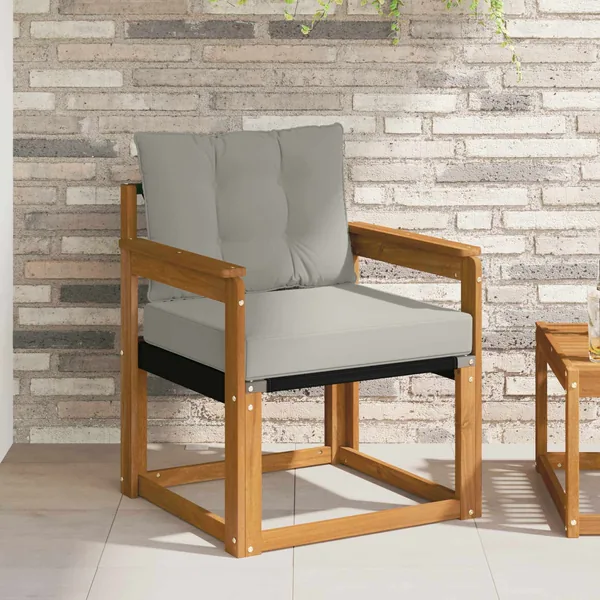 Canapé d’extérieur Bois d'Acacia Massif Gris Naturel et Clair