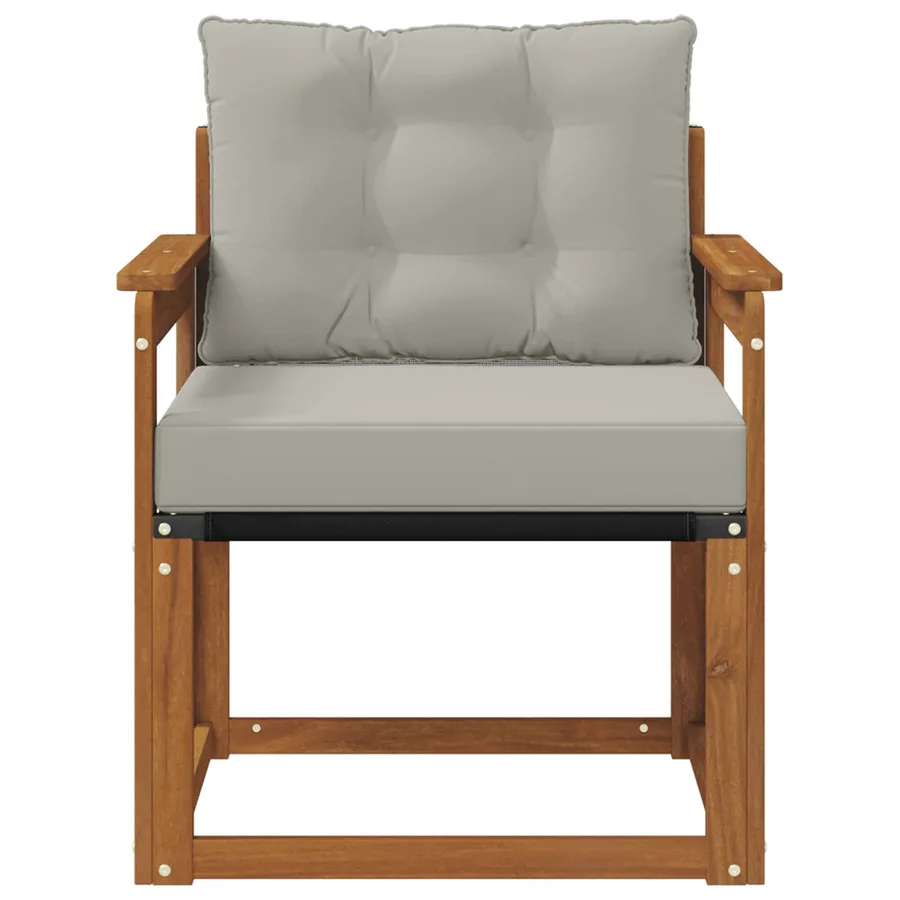Canapé d’extérieur Bois d'Acacia Massif Gris Naturel et Clair - 5