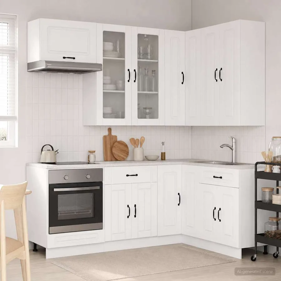 Unité de cuisine KALMAR 8 pcs Blanc Bois d'ingénierie