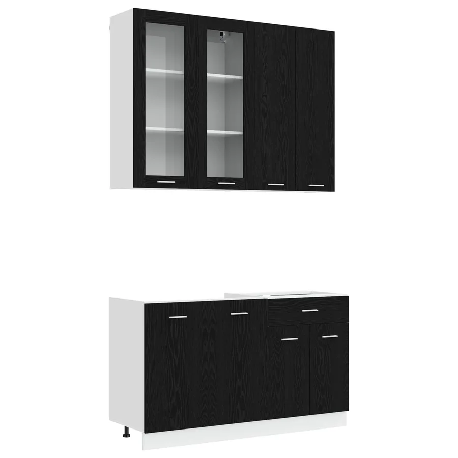Unité de cuisine LYON 4 pcs Chêne noir Bois d'ingénierie - 2