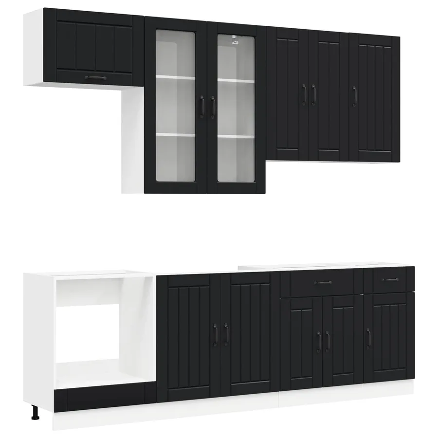 Unité de cuisine LUCCA 8 pcs Noir Bois d'ingénierie - 2
