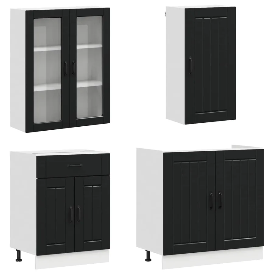 Unité de cuisine LUCCA 8 pcs Noir Bois d'ingénierie - 3