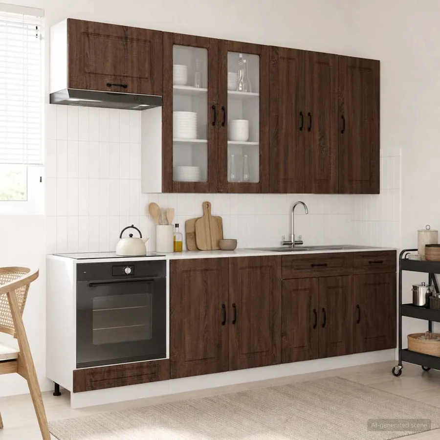 Unité de cuisine KALMAR 8 pcs Chêne brun Bois d'ingénierie