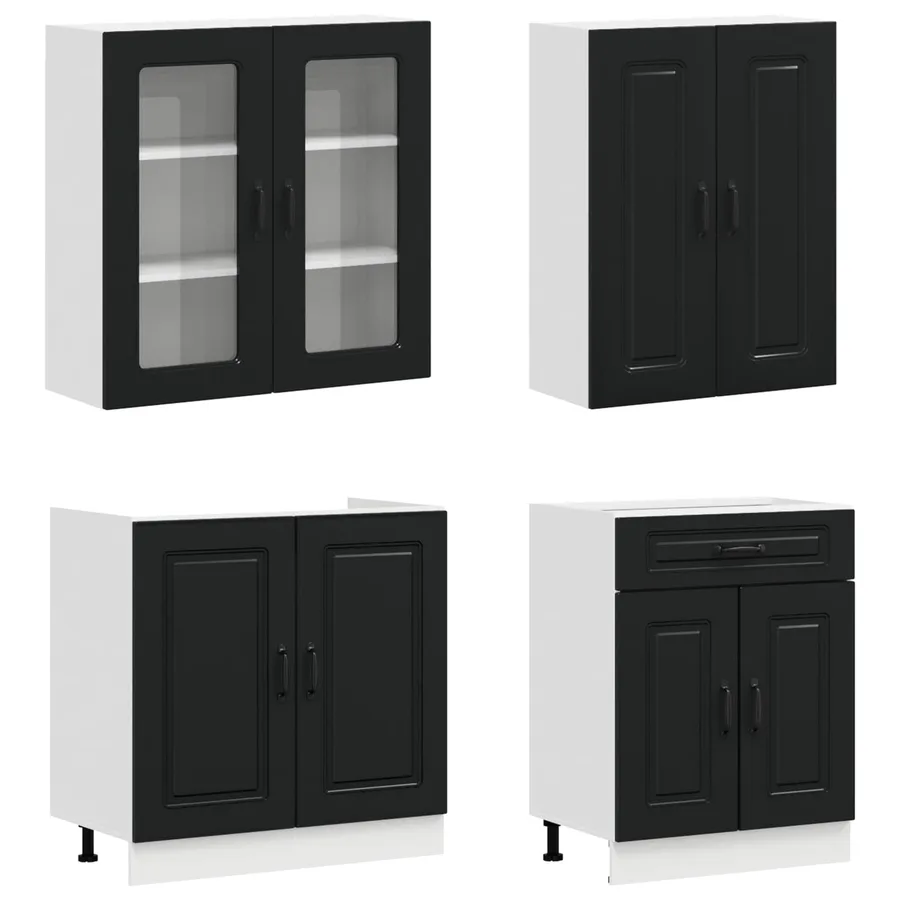 Unité de cuisine KALMAR 4 pcs Noir Bois d'ingénierie - 3