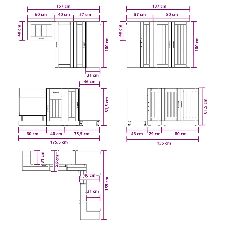 Unité de cuisine LUCCA 8 pcs Chêne Sonoma Bois d'ingénierie - 9