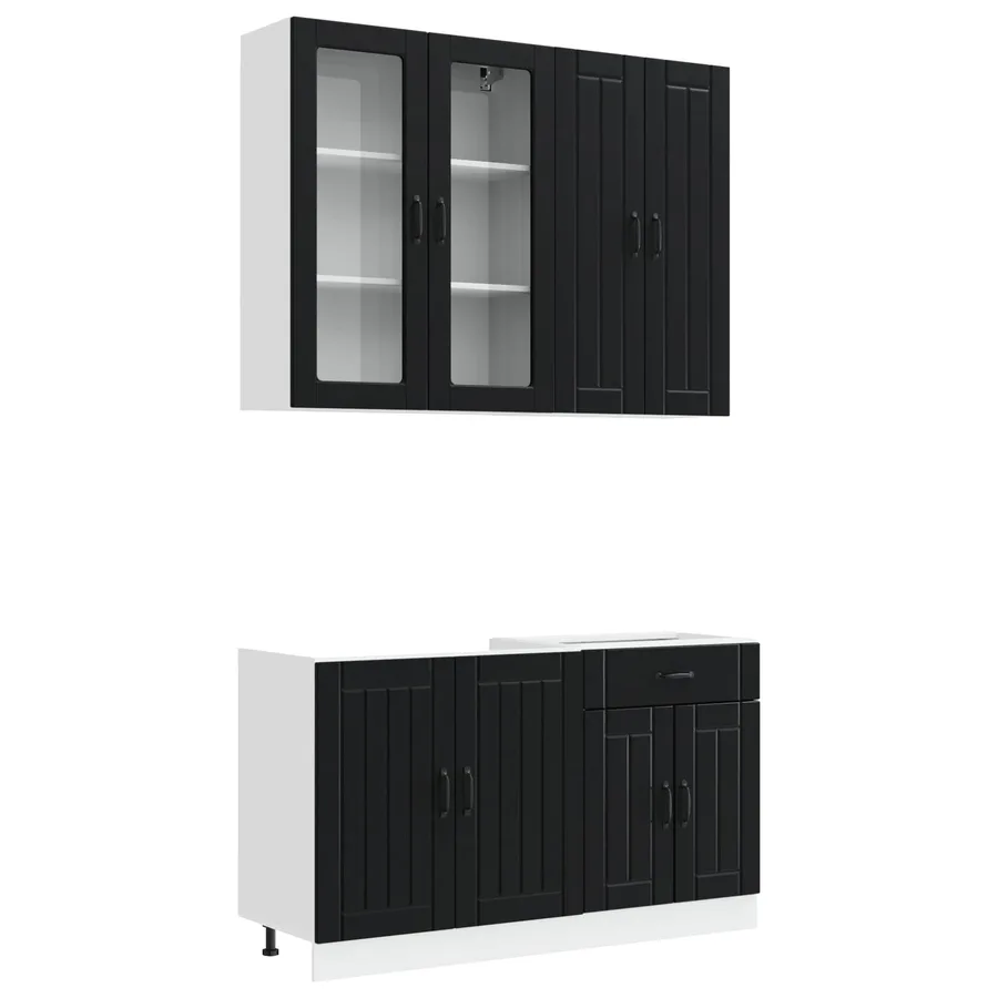 Unité de cuisine LUCCA 4 pcs Noir Bois d'ingénierie - 2