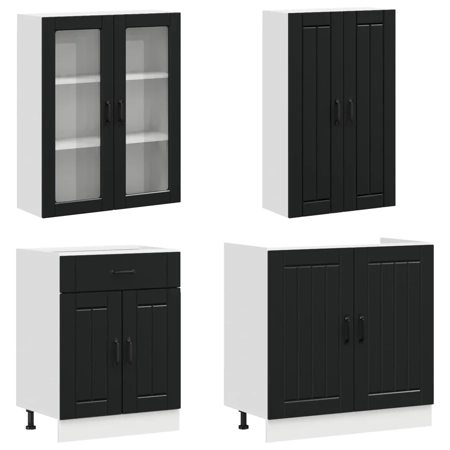 Unité de cuisine LUCCA 4 pcs Noir Bois d'ingénierie - 3
