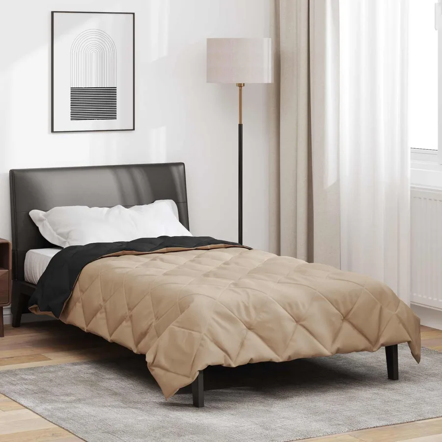 Duvet d'été simple Noir et Taupe 200 x 155 cm Microfibre - 4