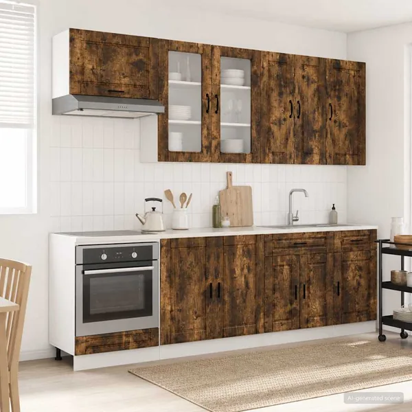 Unité de cuisine PORTO 8 pcs Chêne fumé Bois d'ingénierie