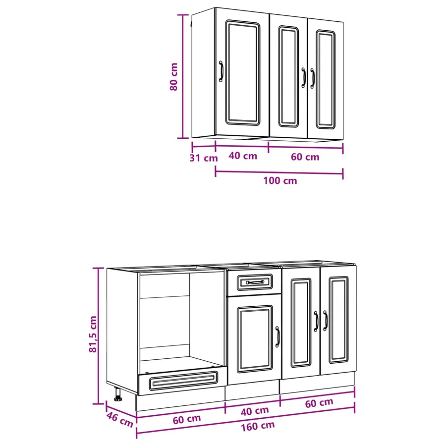 Unité de cuisine KALMAR 5 pcs Blanc Bois d'ingénierie - 8